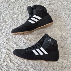 Adidas HVC Kids Wrestling Shoes Black White Size 3.5Y